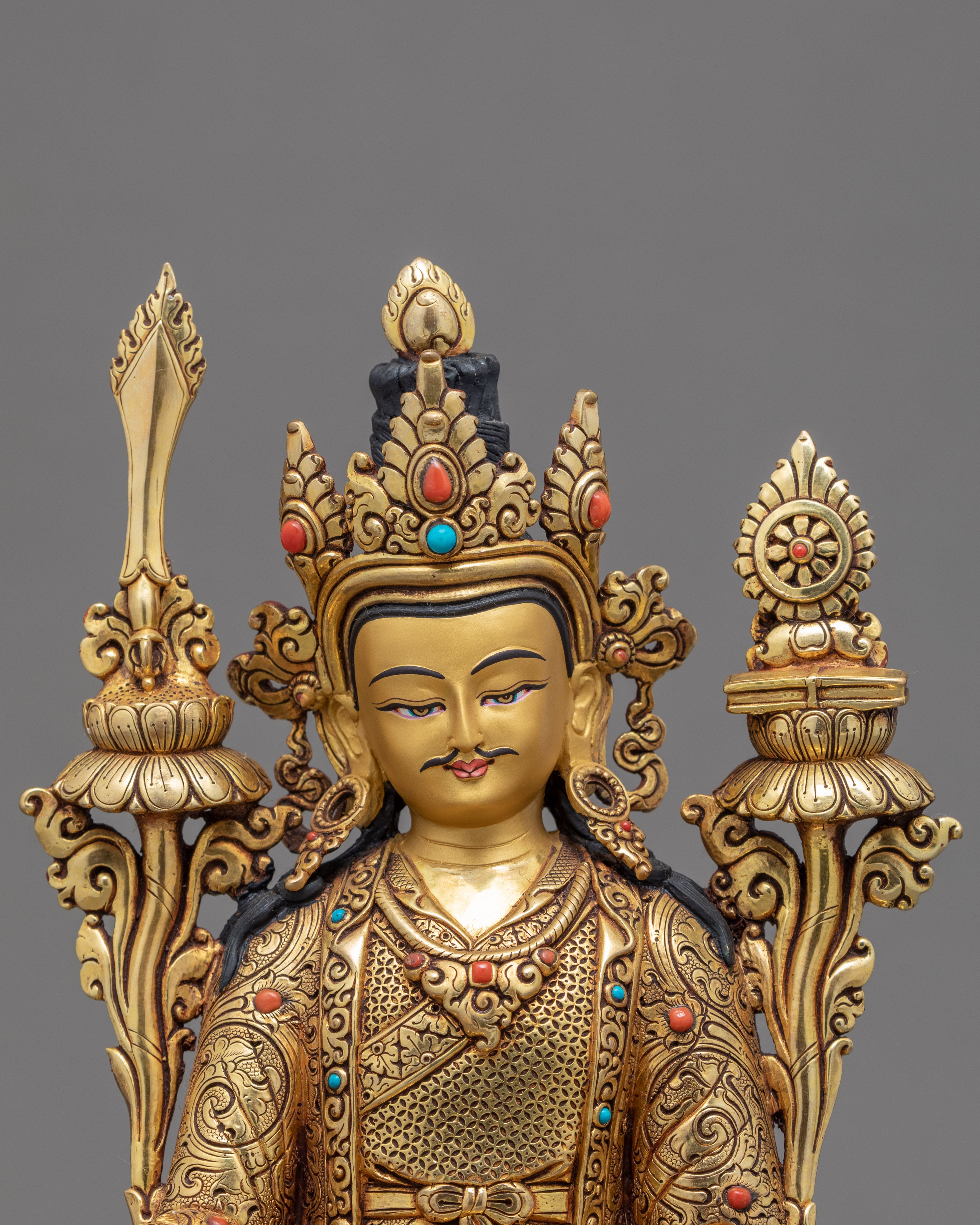 Guru Rinpoche with Trisong Detsen & Santaraksita | Traditional Buddhist Statue