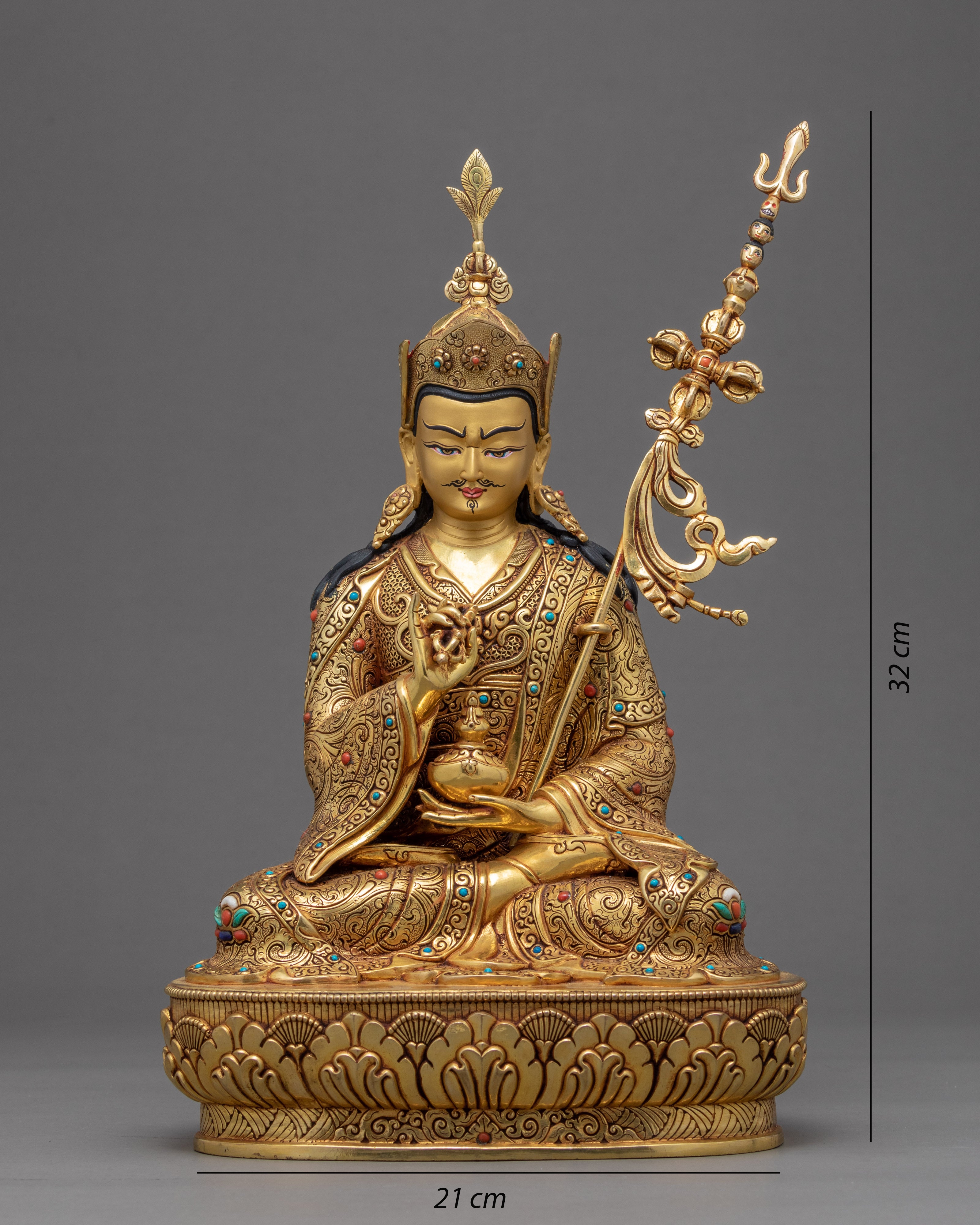 Guru Rinpoche with Trisong Detsen & Santaraksita | Traditional Buddhist Statue
