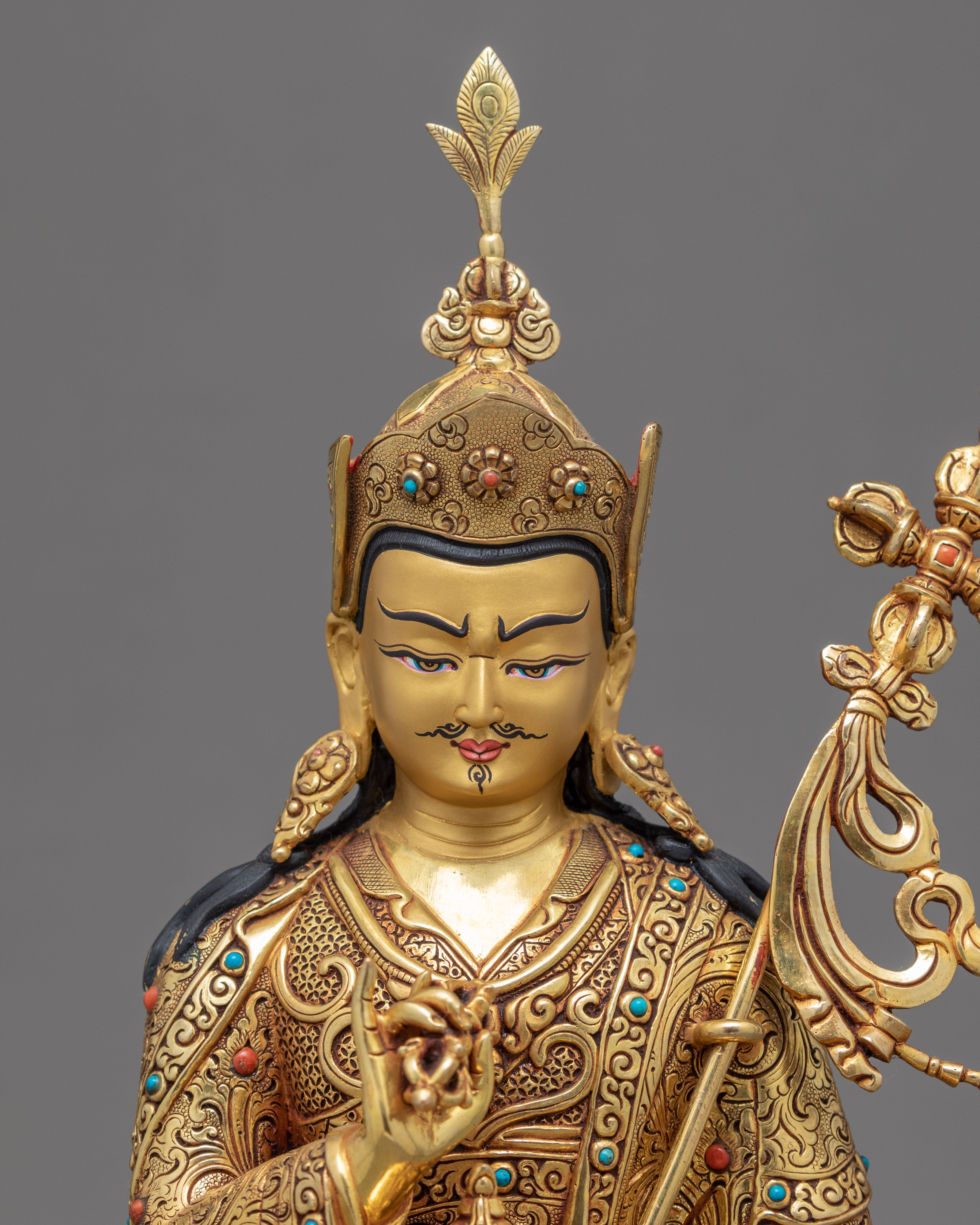 Guru Rinpoche with Trisong Detsen & Santaraksita | Traditional Buddhist Statue