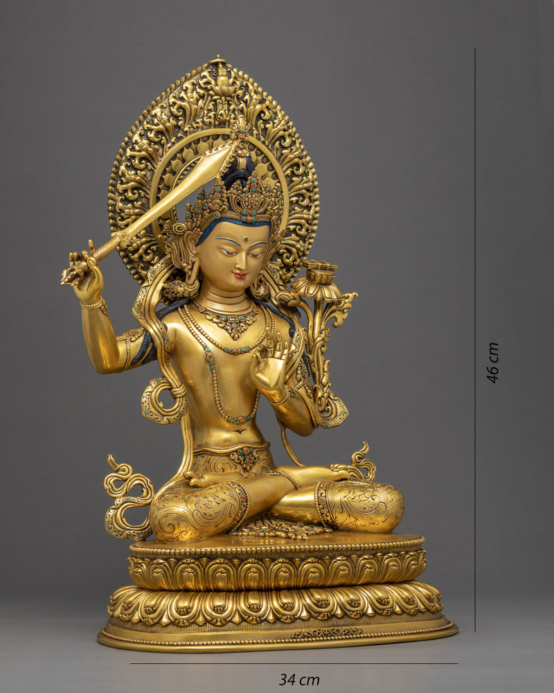 Manjushri Bodhisattva Statue | Traditional Himalayan Art of Nepal