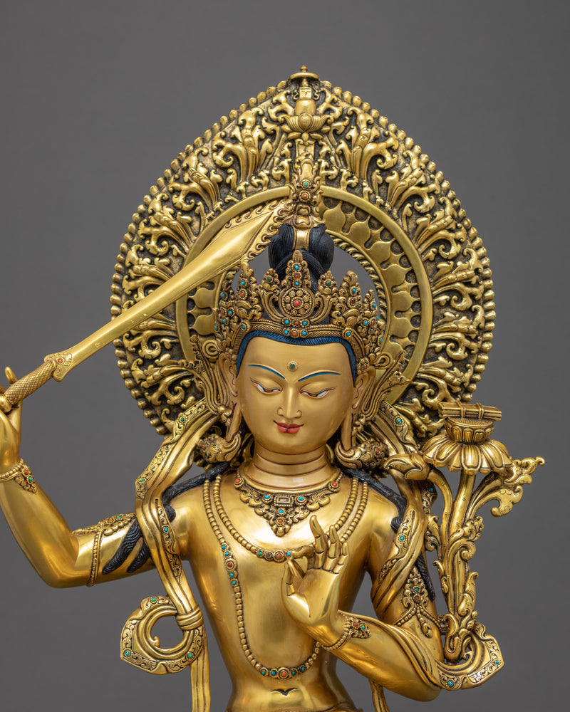 Manjushri Bodhisattva Statue | Traditional Himalayan Art of Nepal