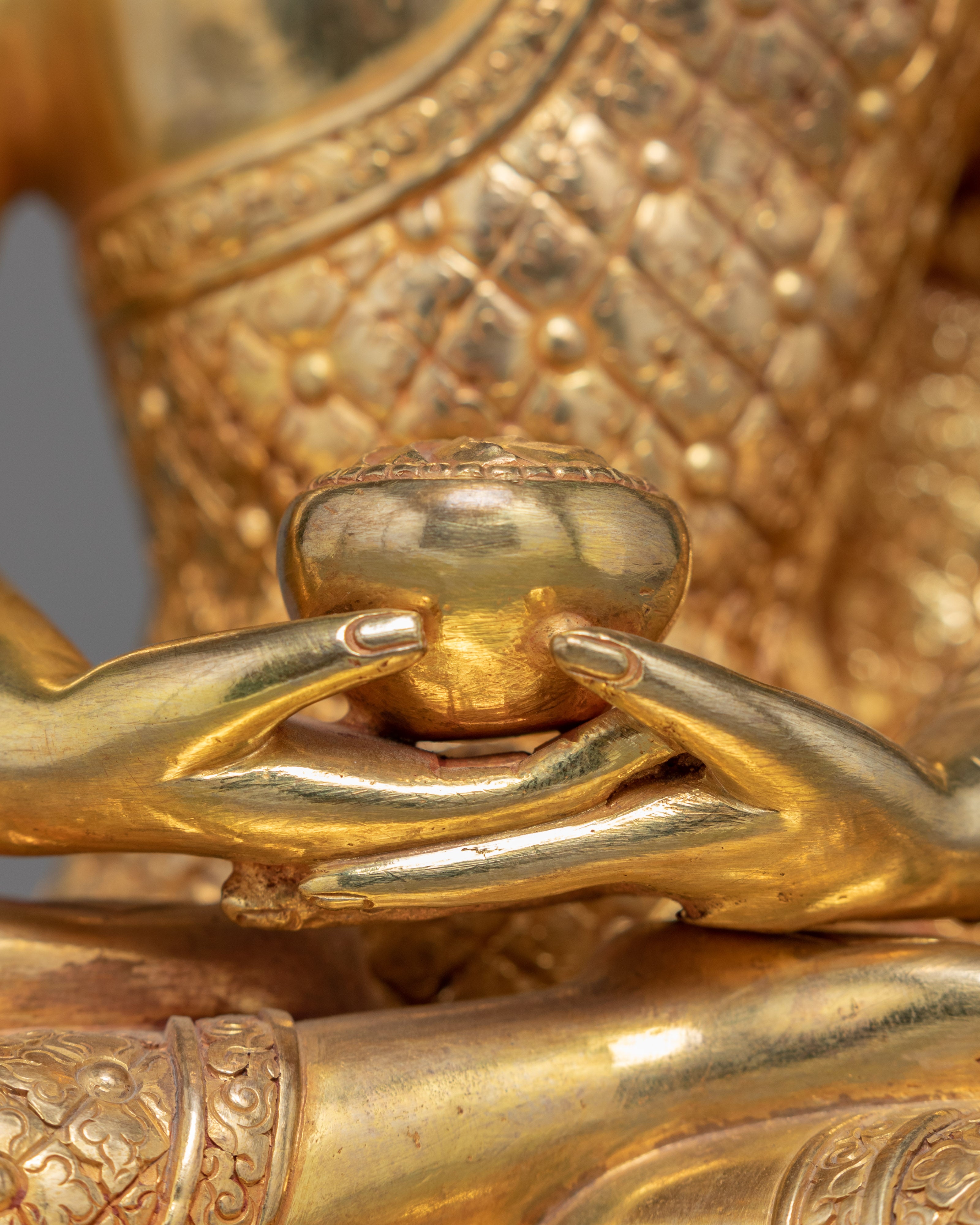 Three Tibetan Buddhas Statue | Traditional Gold Gilded Sculpture