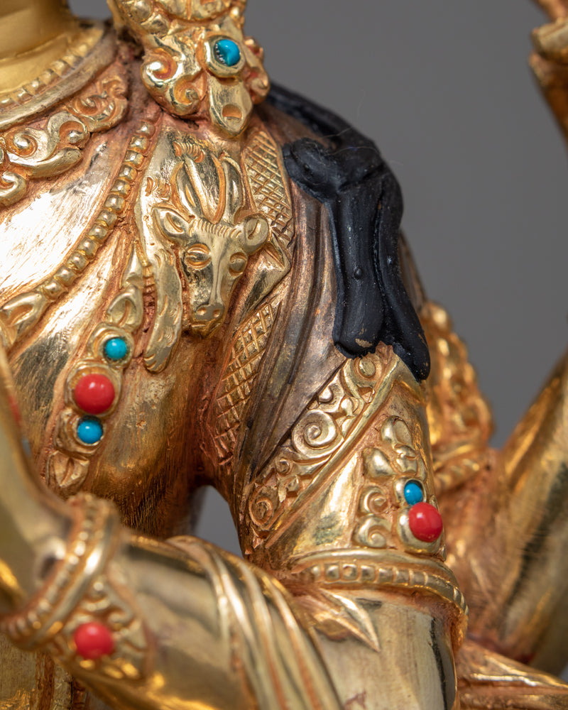 4 Armed Chenrezig Sculpture | Traditionally Hand Carved Bodhisattva Statue