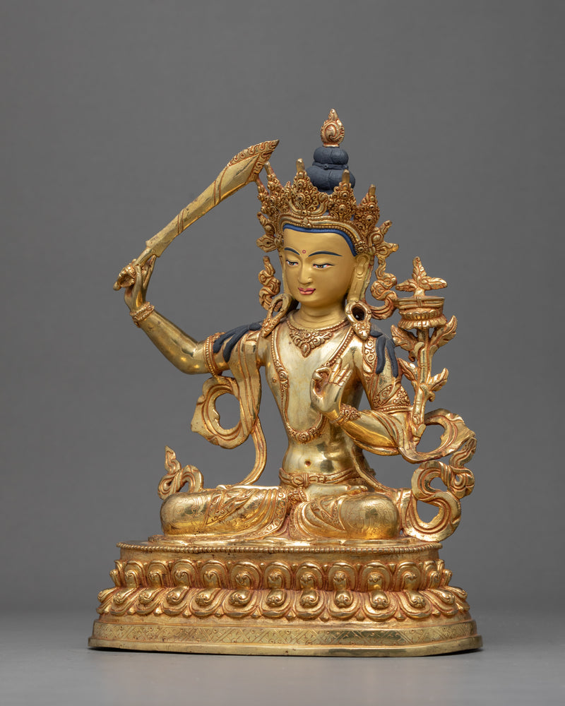 Tibetan Manjushri Sculpture | Traditionally Hand Carved Statue