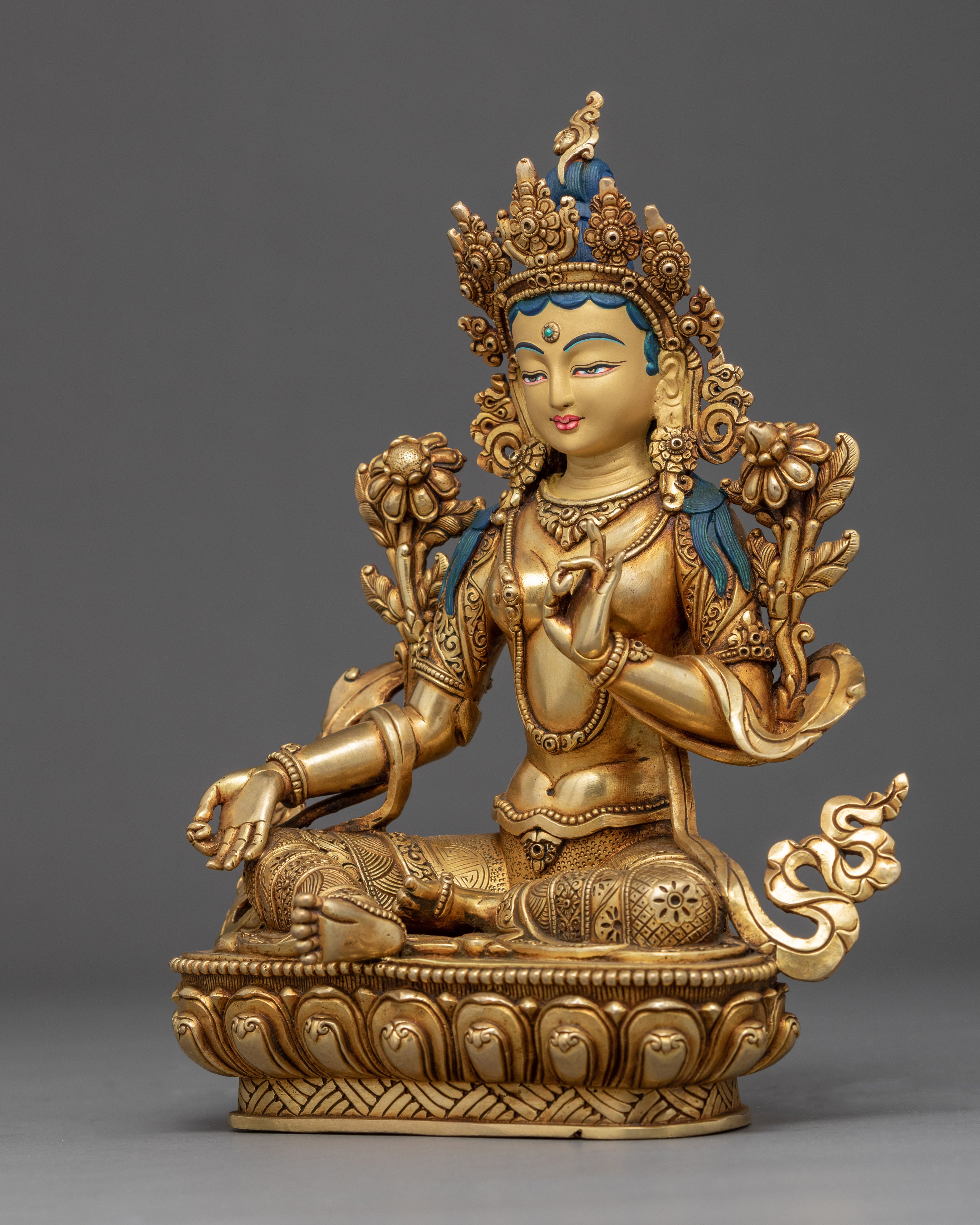 Green Tara Mother Statue | Traditional Hand Carved Sculpture