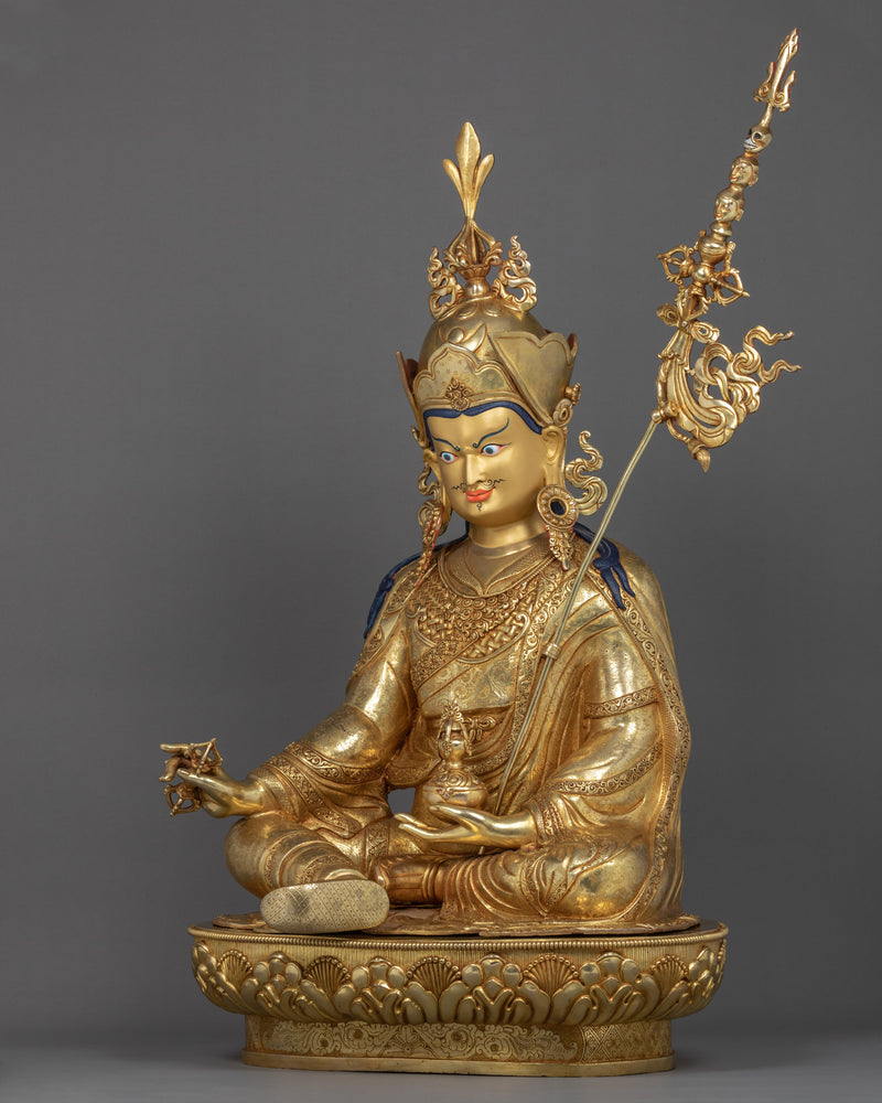 Large Guru Rinpoche Sculpture | Traditional Hand Carved Guru Padmasambhava Statue