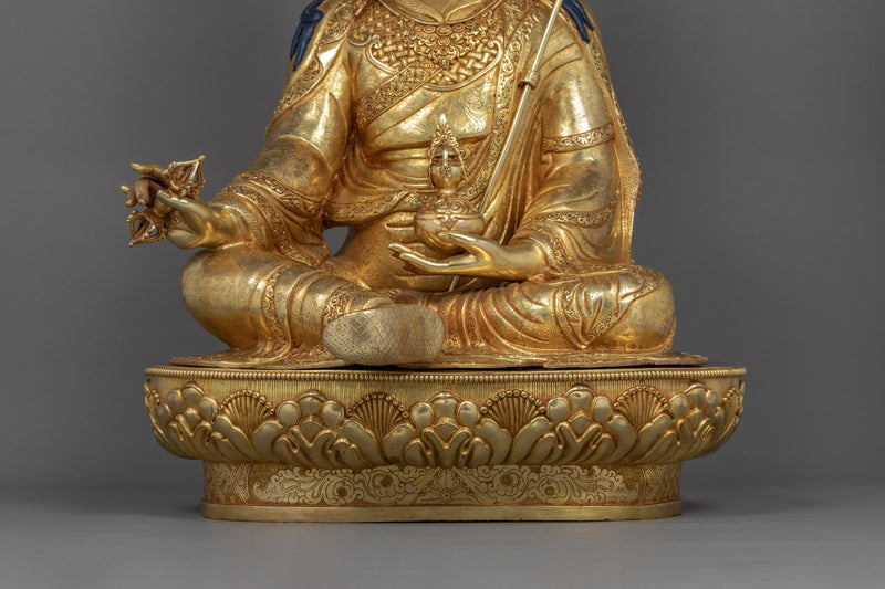 Large Guru Rinpoche Sculpture | Traditional Hand Carved Guru Padmasambhava Statue