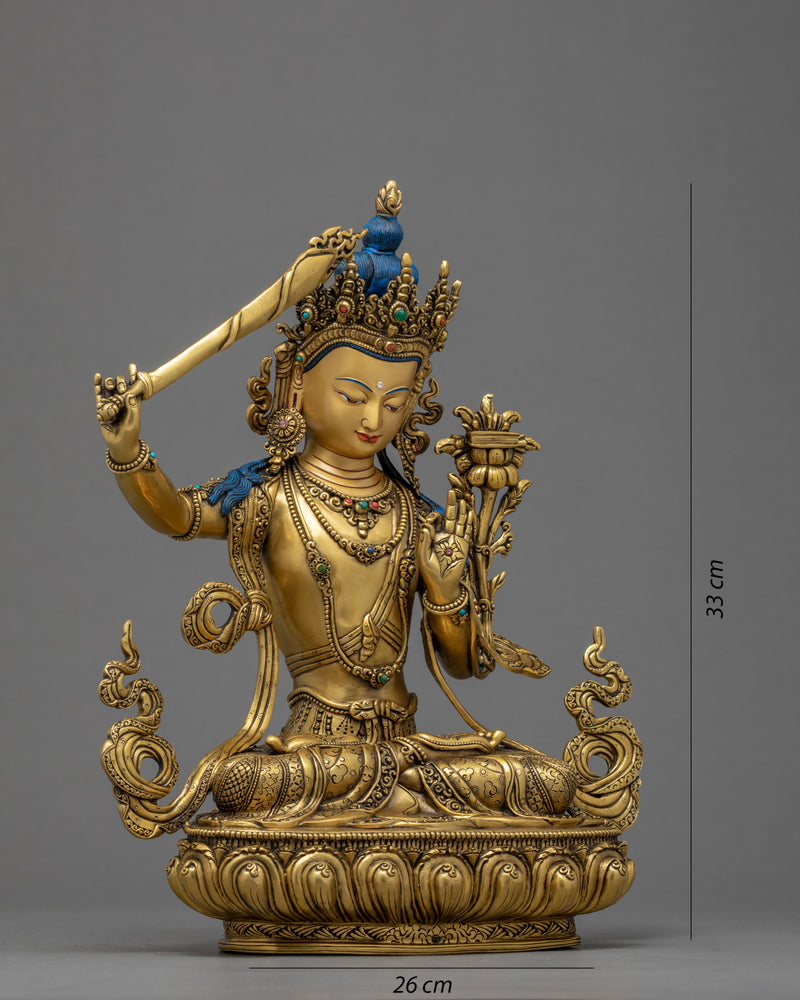 Manjushri Bodhisattva Sculpture | Traditional Hand Carved Statue