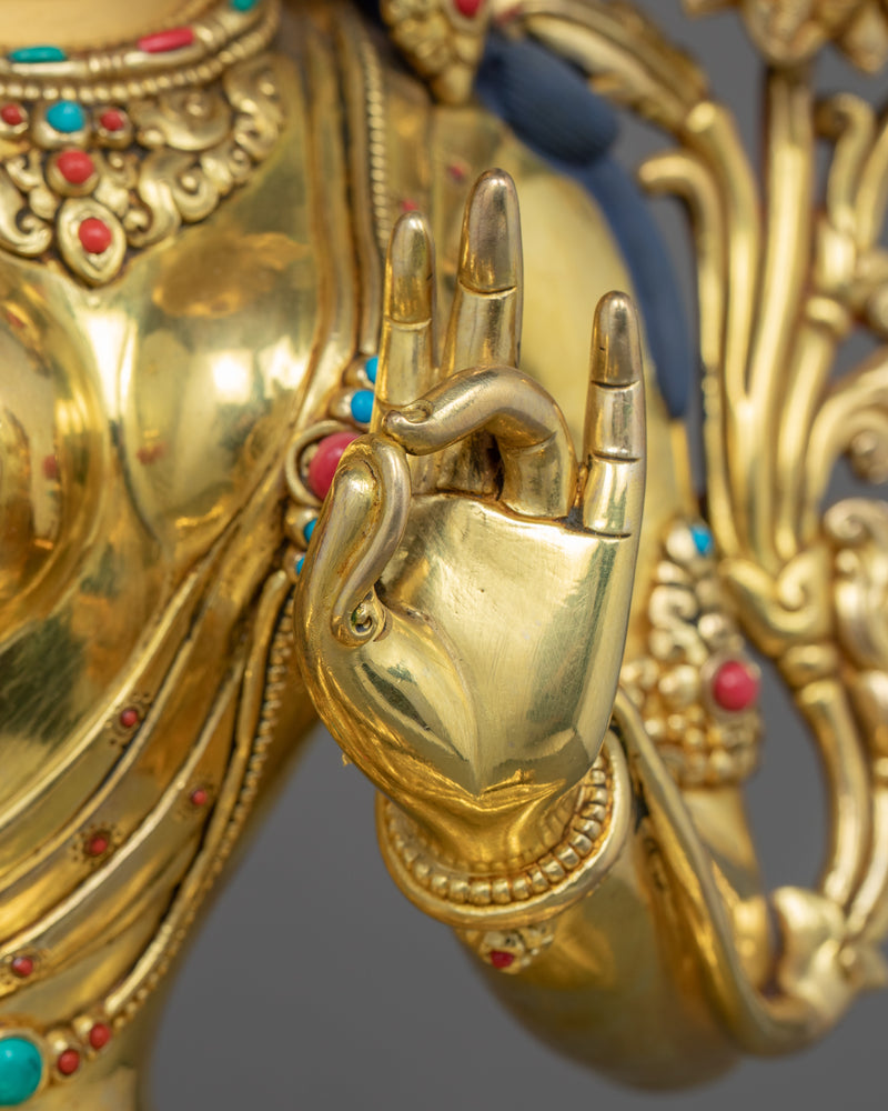 Green Tara Goddess Statue | Finely Hand Carved Tibetan Art
