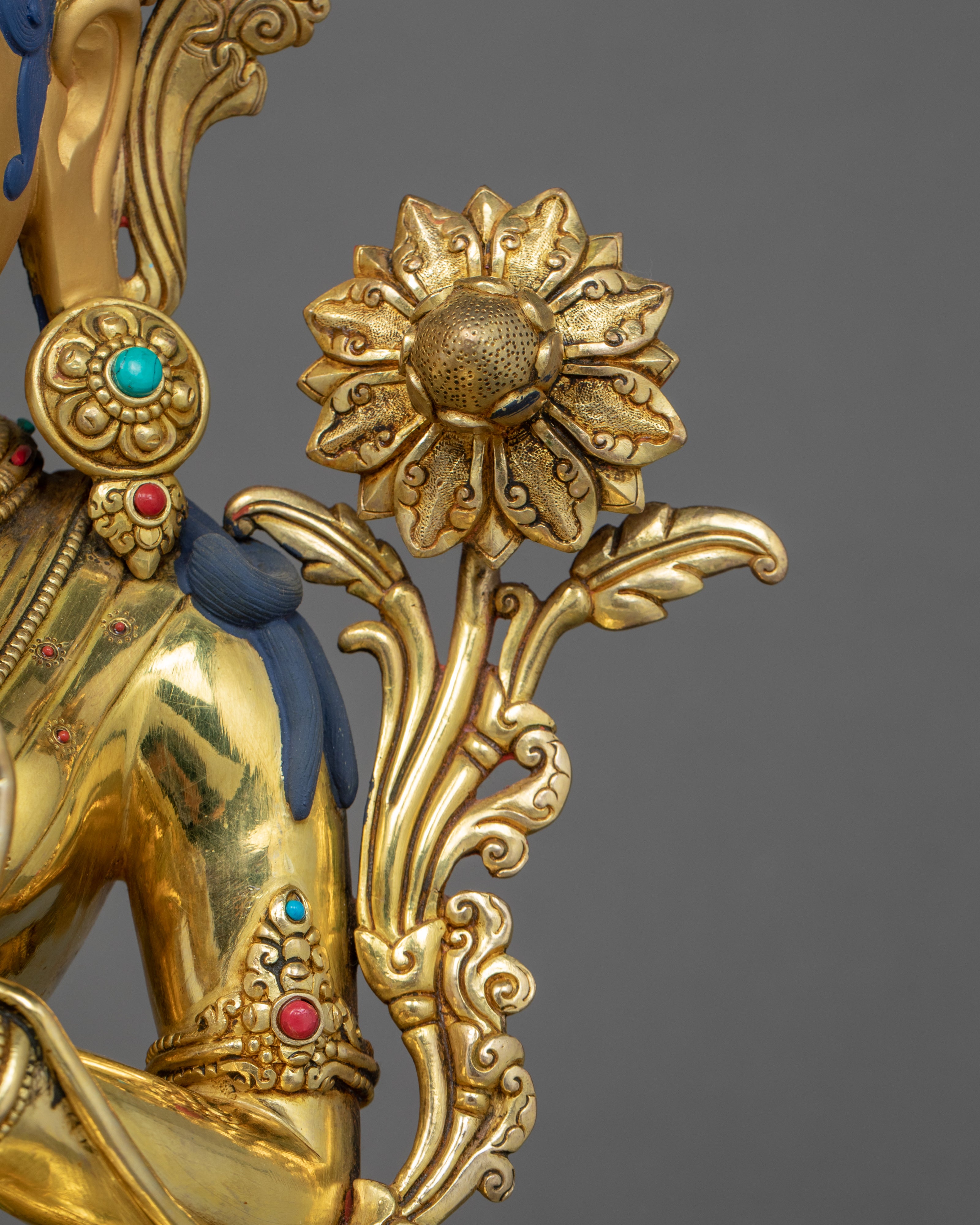 Green Tara Goddess Statue | Finely Hand Carved Tibetan Art