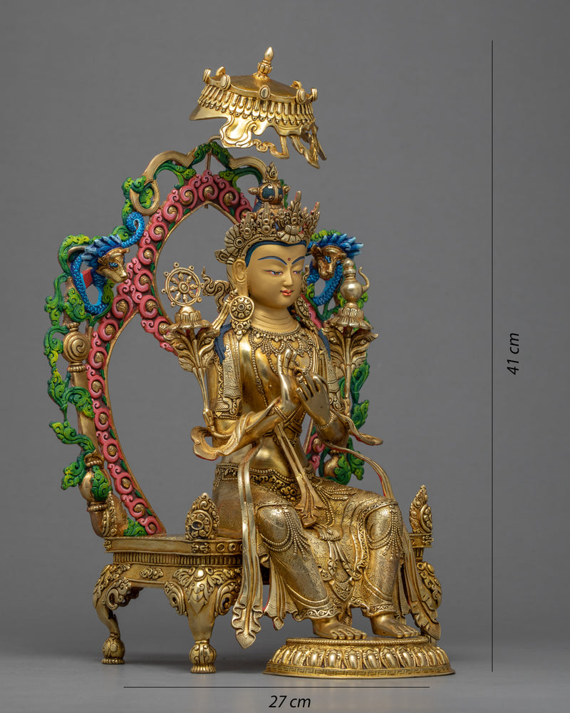 Maitreya Buddha Sculpture | Seated on Throne | Auspicious Buddhist Art