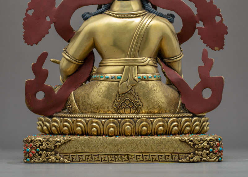 Yellow Dzambhala Statue | Finely Hand Carved Himalayan Art