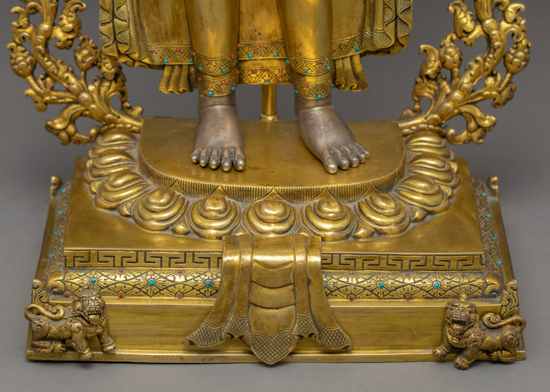 Standing Buddha Shakyamuni Statue | Traditional Hand Carved Art
