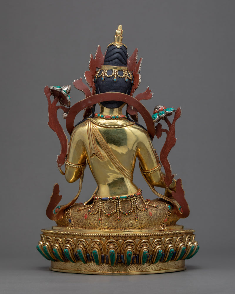 Green Tara Sculpture | Traditionally Hand Carved Female Buddha