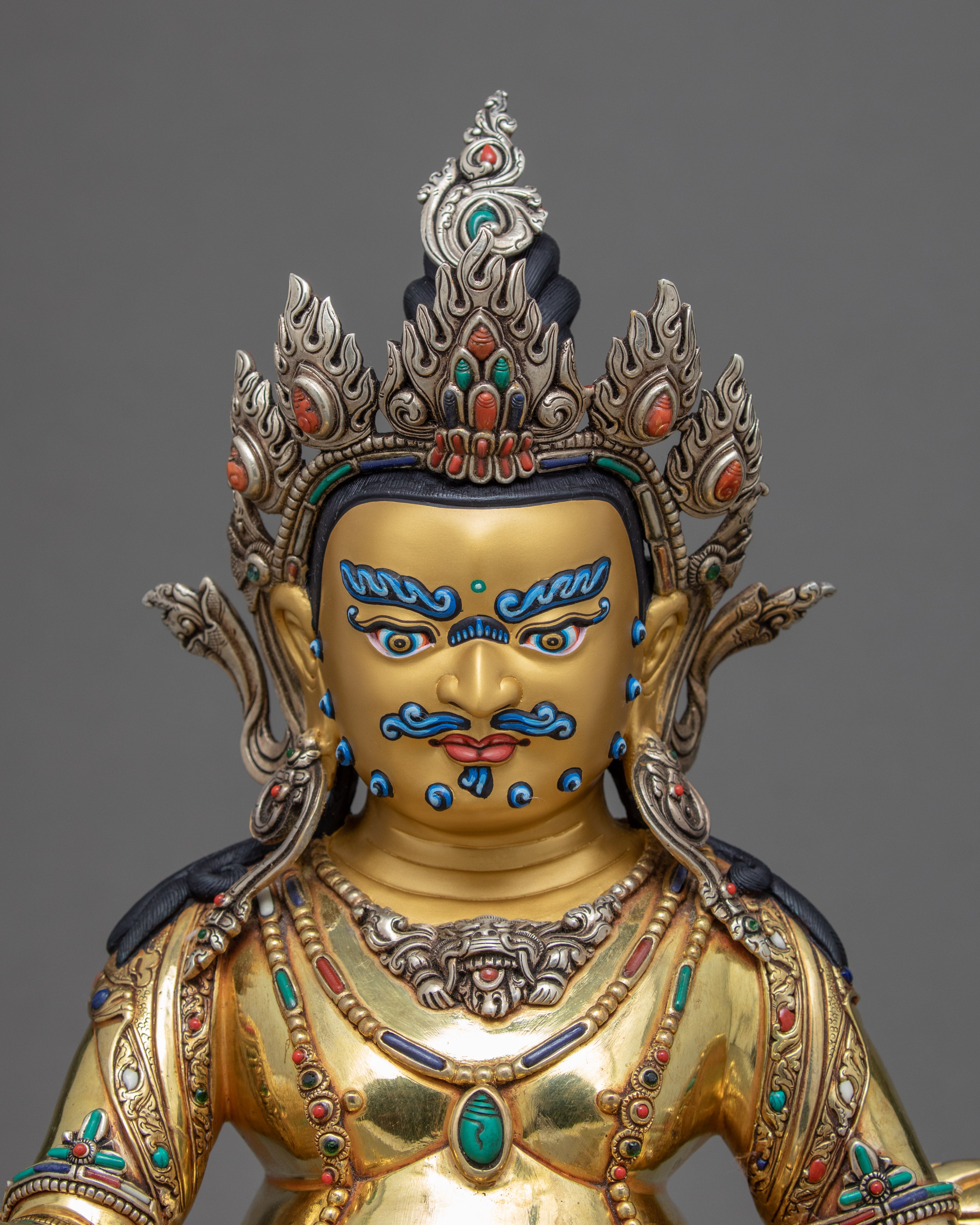 Yellow Dzambhala Sculpture | Finely Hand Carved Statue