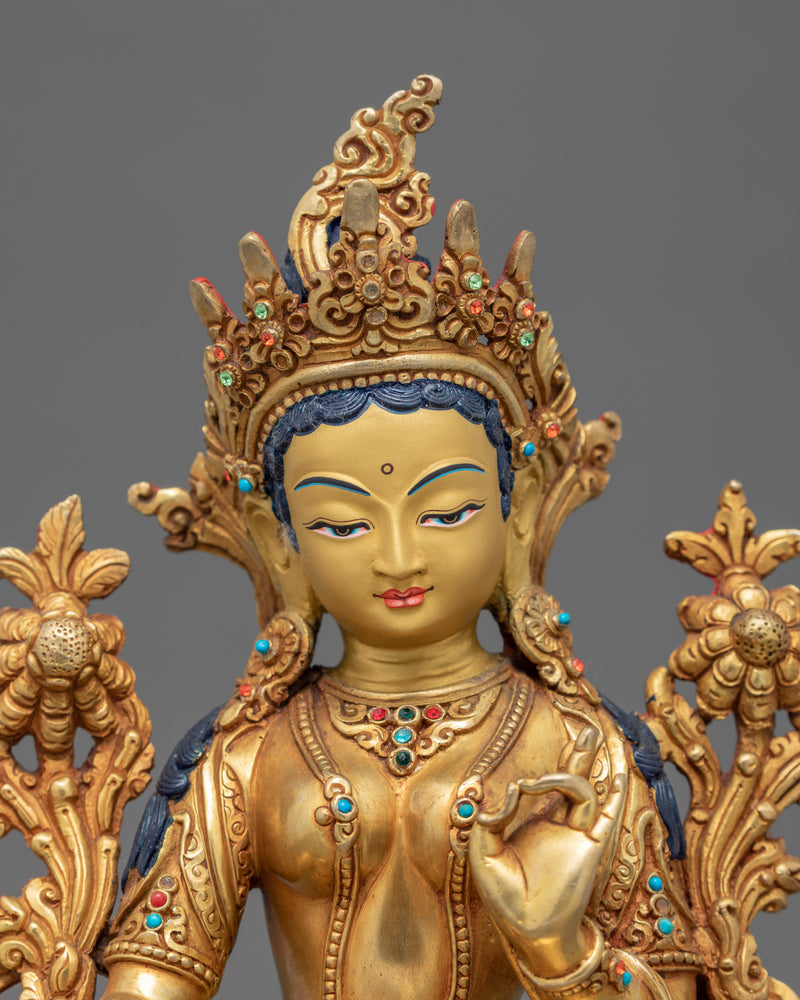 Mother Green Tara Sculpture | Traditionally Hand Carved Statue
