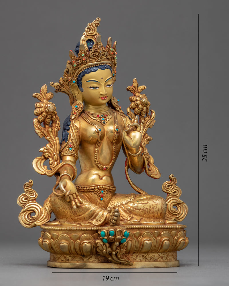 Mother Green Tara Sculpture | Traditionally Hand Carved Statue