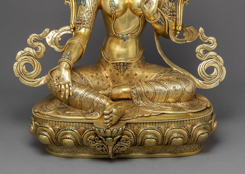 Mother Tara Green Statue | Finely Hand Carved Sculpture