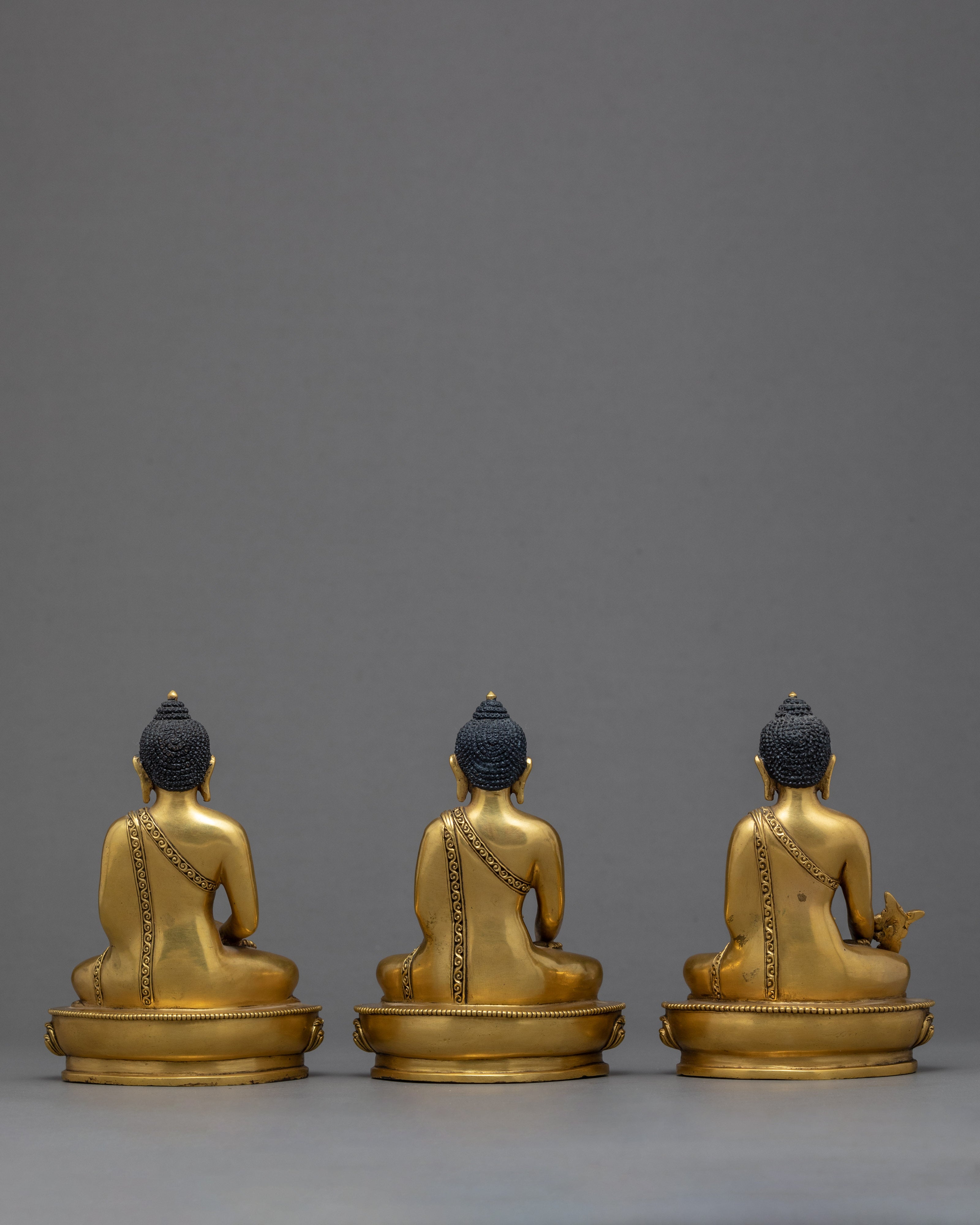Three Buddha Statues | Traditional Tibetan Art