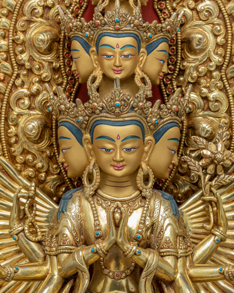 1000 Armed Chenrezig Sculpture | Traditional Hand Carved Statue