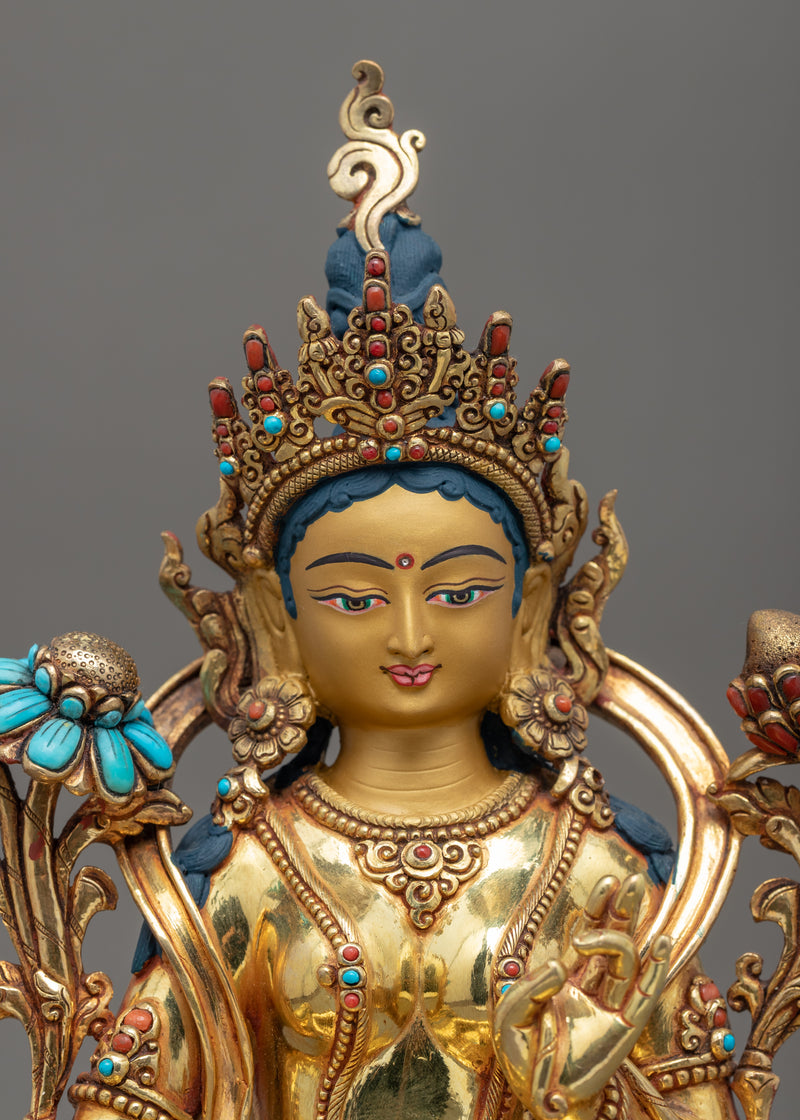 Green Tara Mother Sculpture | Traditional Buddhist Statue of Nepal