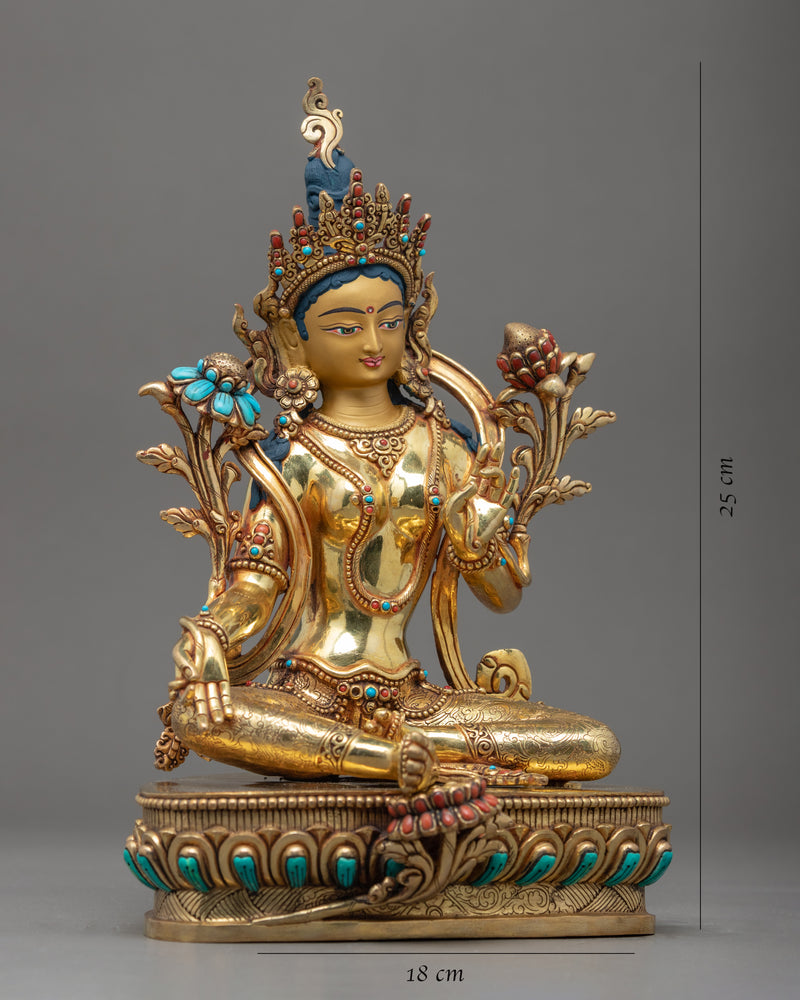 Green Tara Mother Sculpture | Traditional Buddhist Statue of Nepal