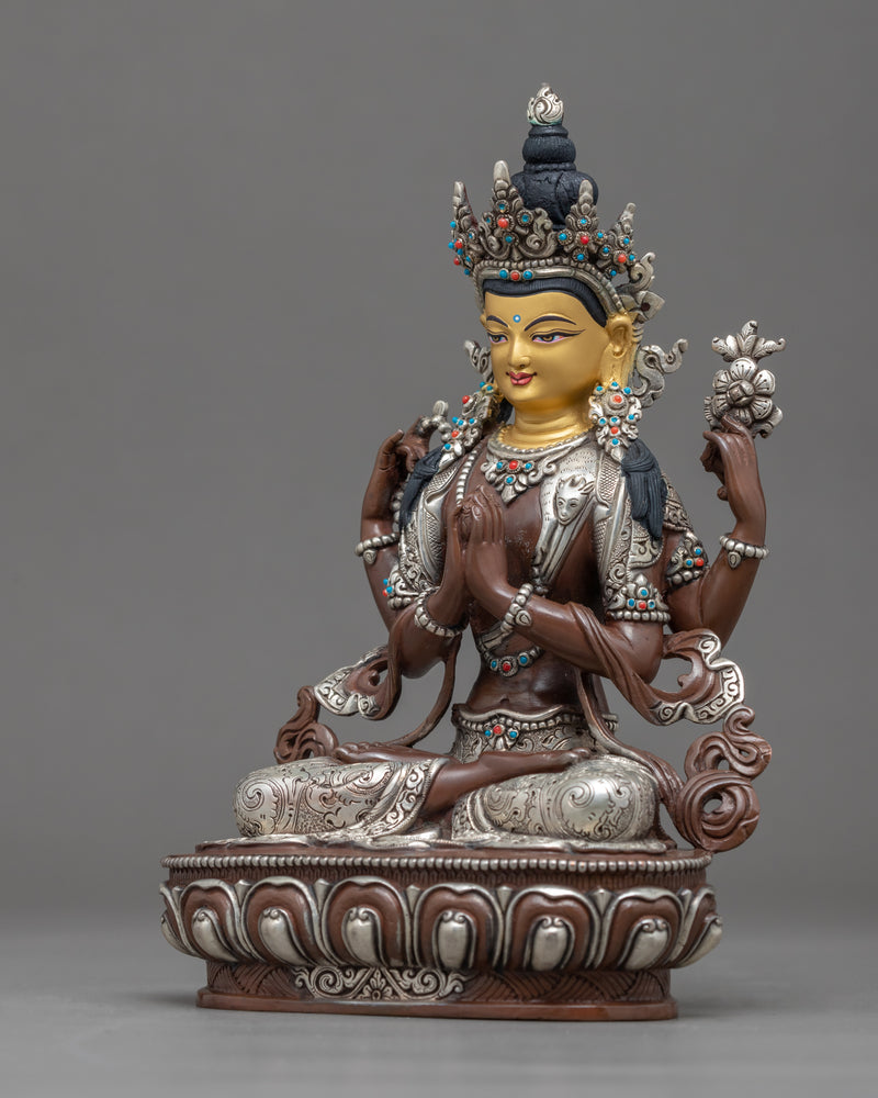 Chenrezig Buddhist Sculpture | Traditional Himalayan Art of Nepal
