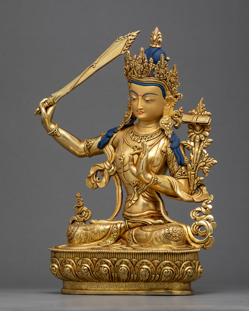 Manjushri Sculpture | Finely Hand Carved Himalayan Art