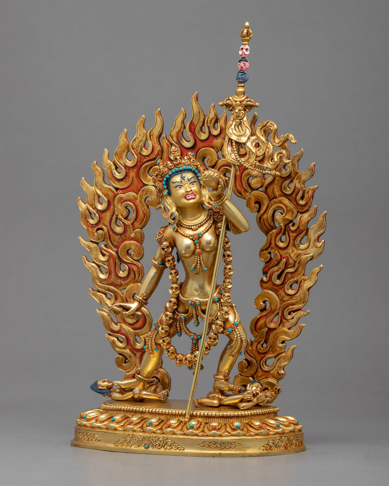 Vajrayogini Meditation Statue | Gold Gilded Dakini Art