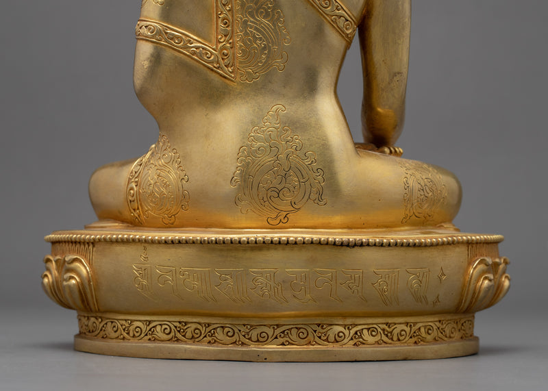 Crowned Buddha Shakyamuni Statue | Traditional Hand Carved Buddhist Art