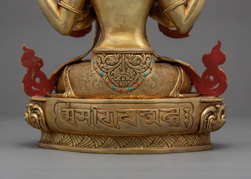 Four Armed Avalokiteshvara Sculpture | Traditional Chenrezig Himalayan Art