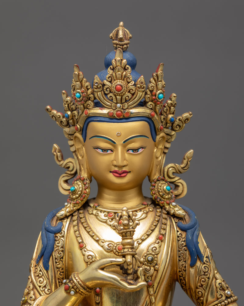 Guru Vajrasattva Sculpture | Gold Gilded Traditional Vajrasattva Art