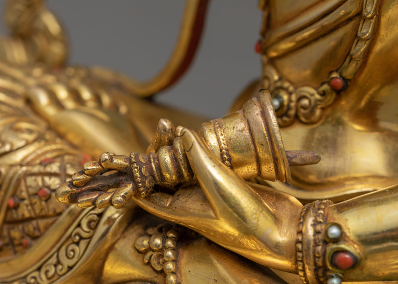 Guru Vajrasattva Sculpture | Gold Gilded Traditional Vajrasattva Art
