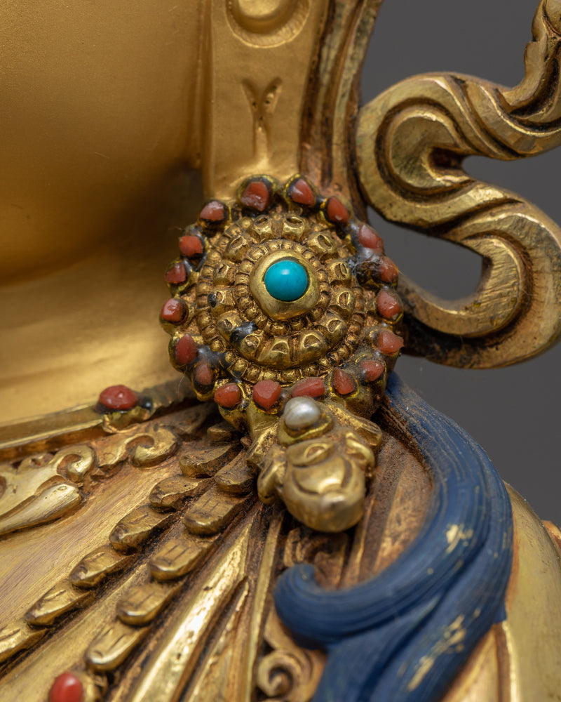 Guru Vajrasattva Sculpture | Gold Gilded Traditional Vajrasattva Art