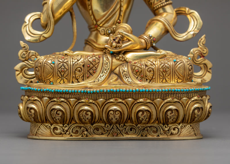Guru Vajrasattva Sculpture | Gold Gilded Traditional Vajrasattva Art