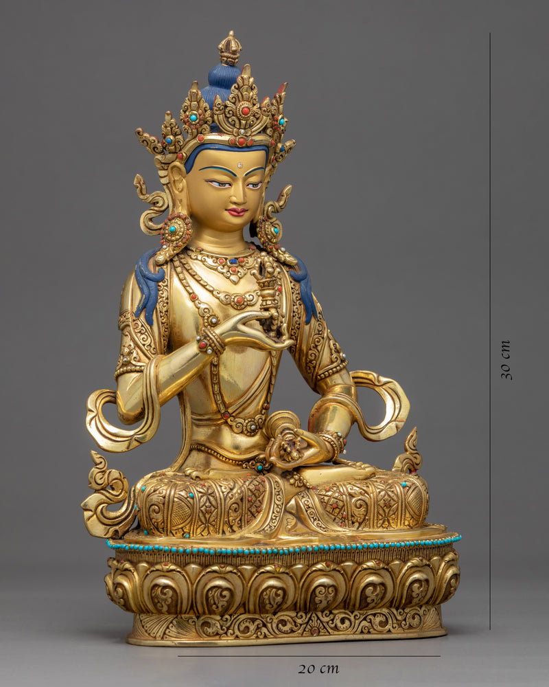 Guru Vajrasattva Sculpture | Gold Gilded Traditional Vajrasattva Art