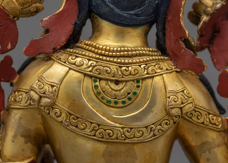 Green Tara Golden Statue | Himalayan Traditional Art