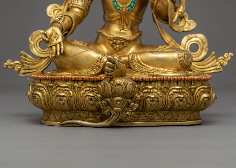 Green Tara Golden Statue | Himalayan Traditional Art