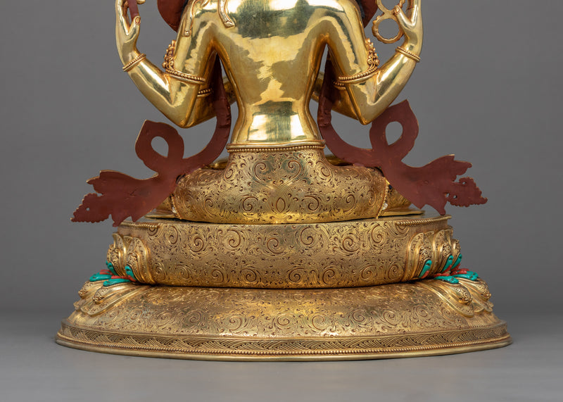 Four Arm Chenrezig Sculpture | Traditional Buddhist Art
