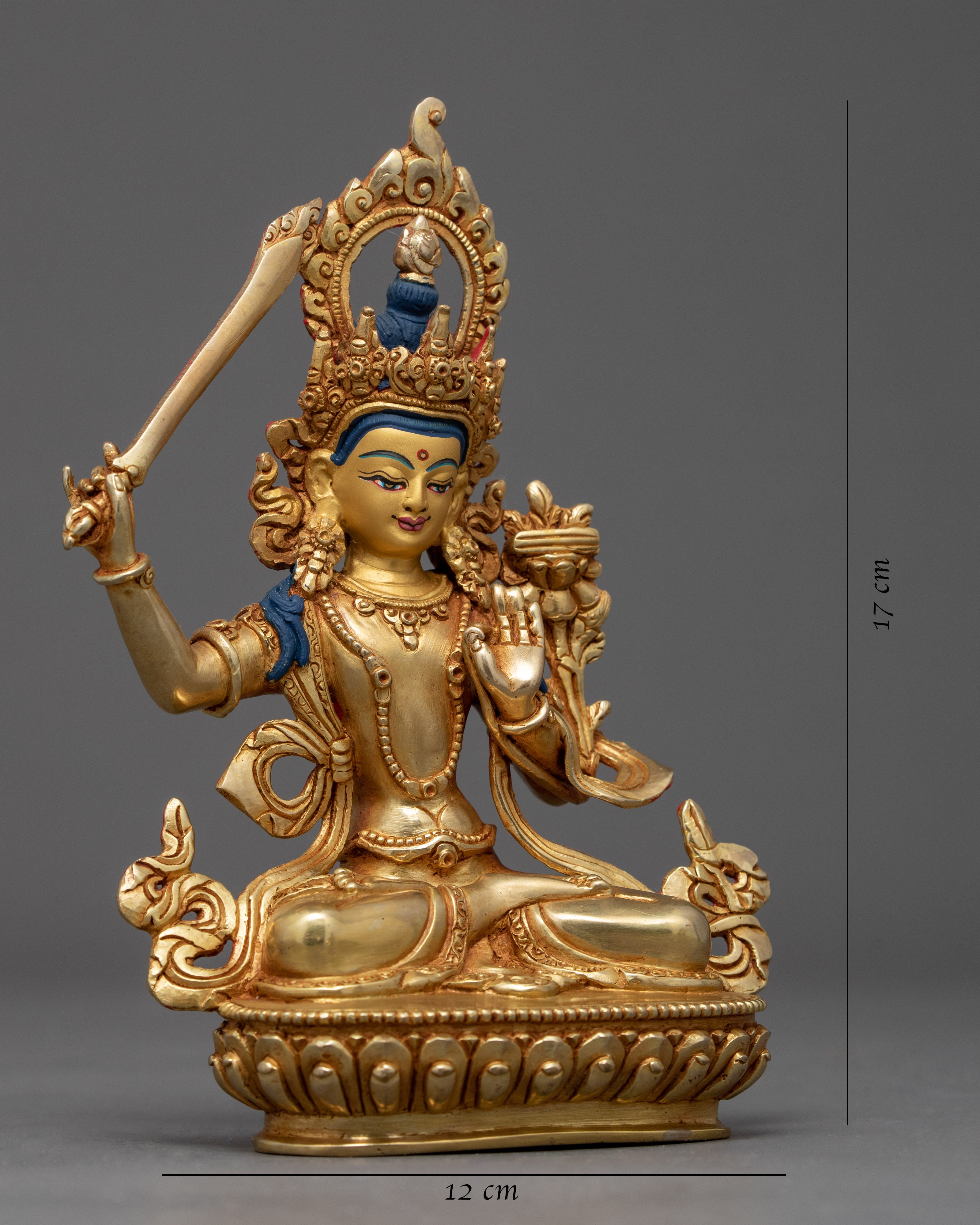Peaceful Manjushri Statue | Traditionally Hand Painted Art