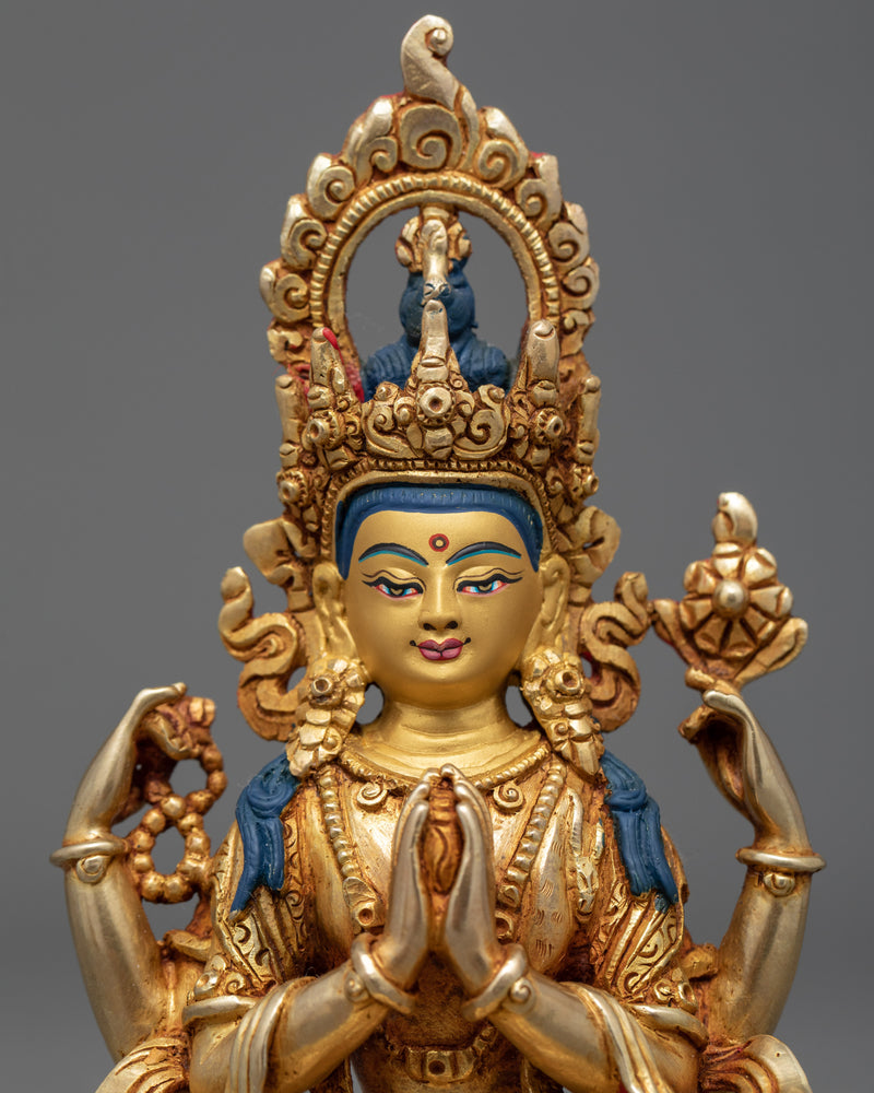 Chenrezig Sculpture | Traditional Hand Carved Statue
