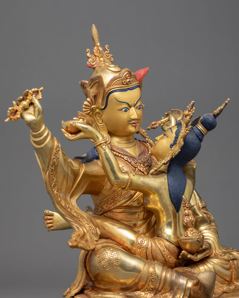 Guru Rinpoche With His Consort Statue | Traditionally Hand Crafted Sculpture