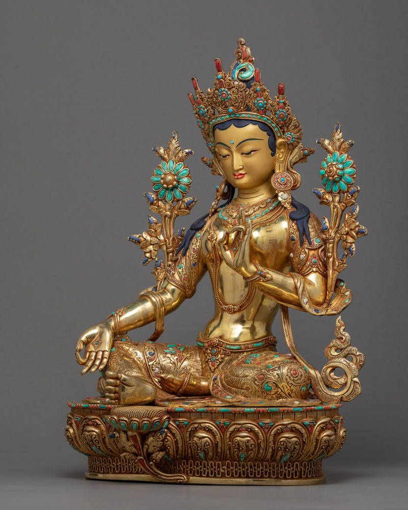 Green Tara Buddha Art | Traditional Mother Tara Statue