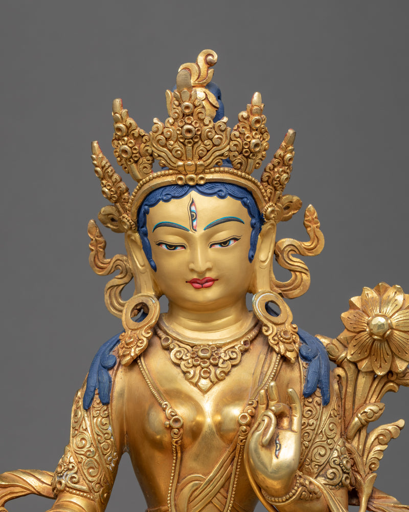 The White Tara Statue | Traditionally Sculpted Gold Sculpture