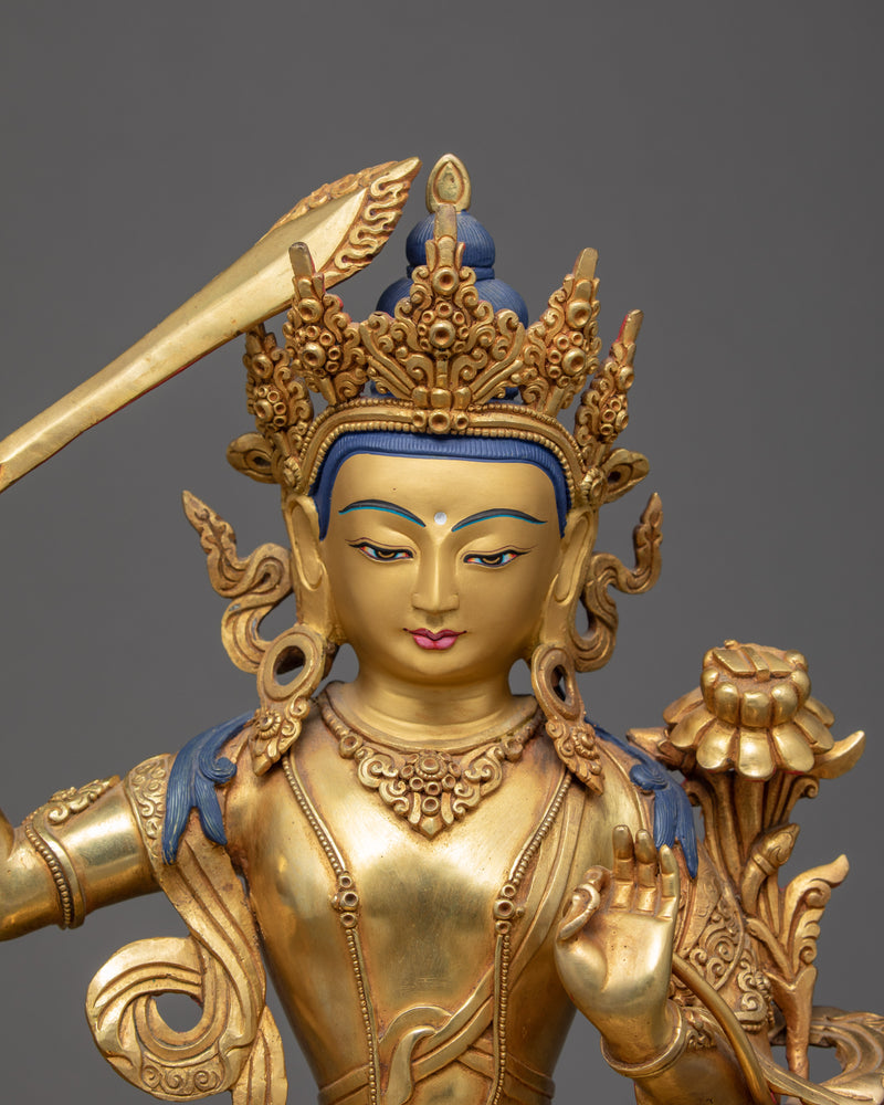 Manjushri Tibetan Sculpture | Hand Carved Sculpture