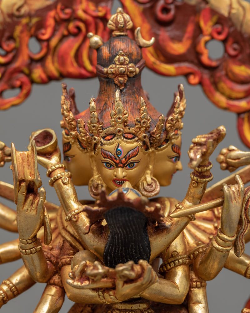 12 Armed Chakrasamvara Statue | Traditionally Crafted Buddhist Yidam