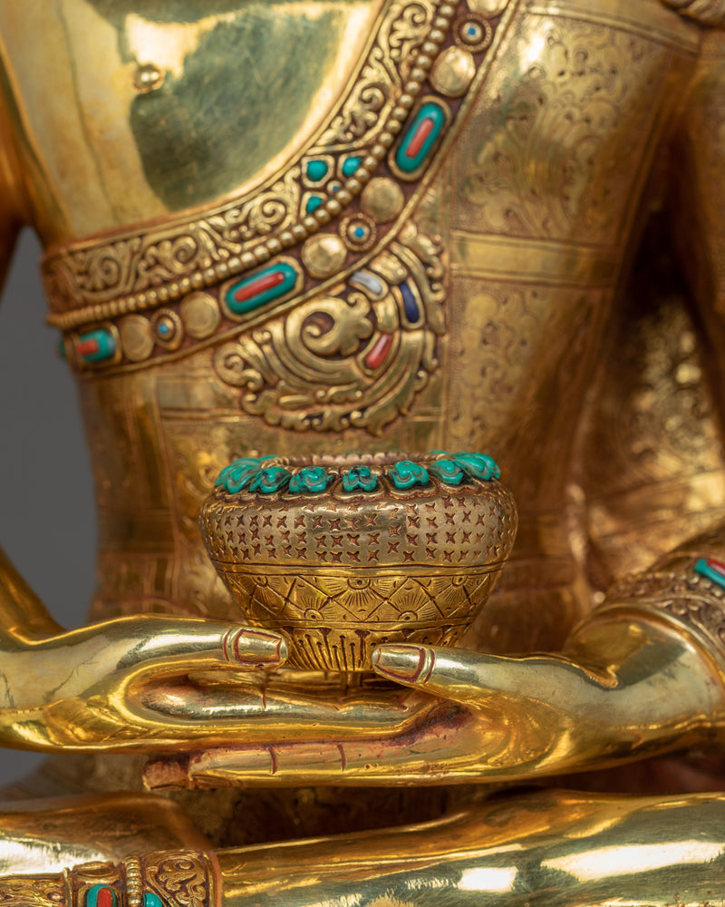 Amitabha Buddha Gold Statue | Traditionally Hand-Carved Buddhist Art