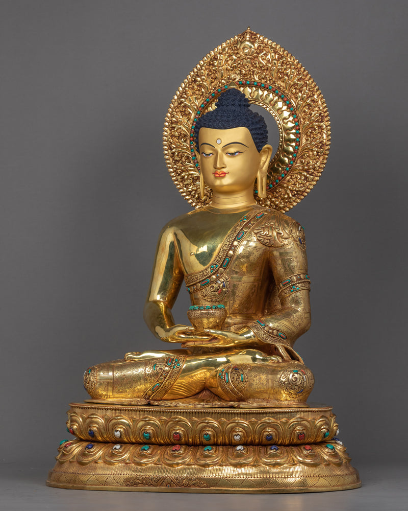Amitabha Buddha Gold Statue | Traditionally Hand-Carved Buddhist Art