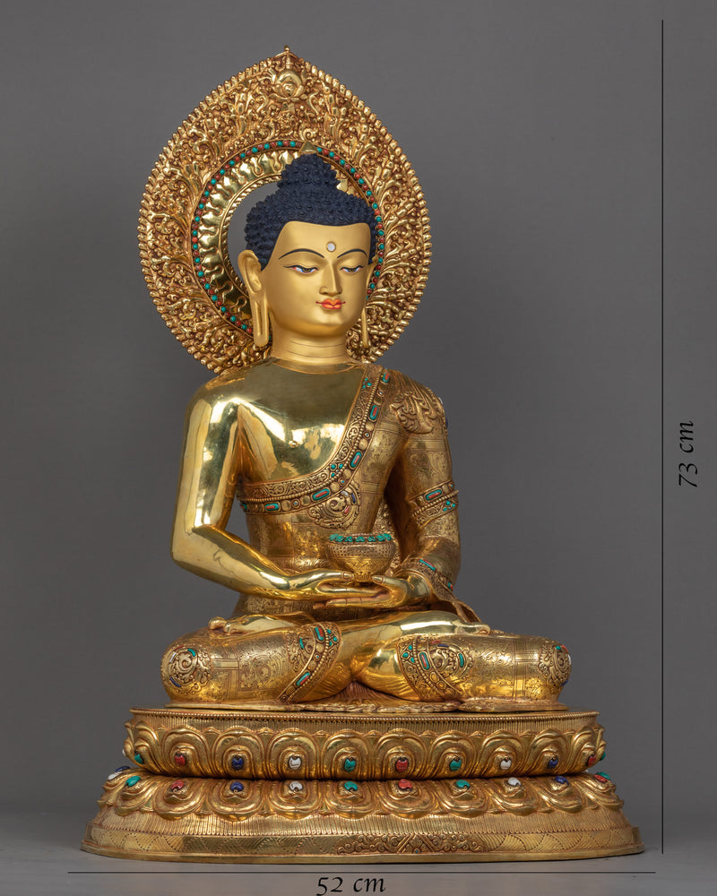 Amitabha Buddha Gold Statue | Traditionally Hand-Carved Buddhist Art