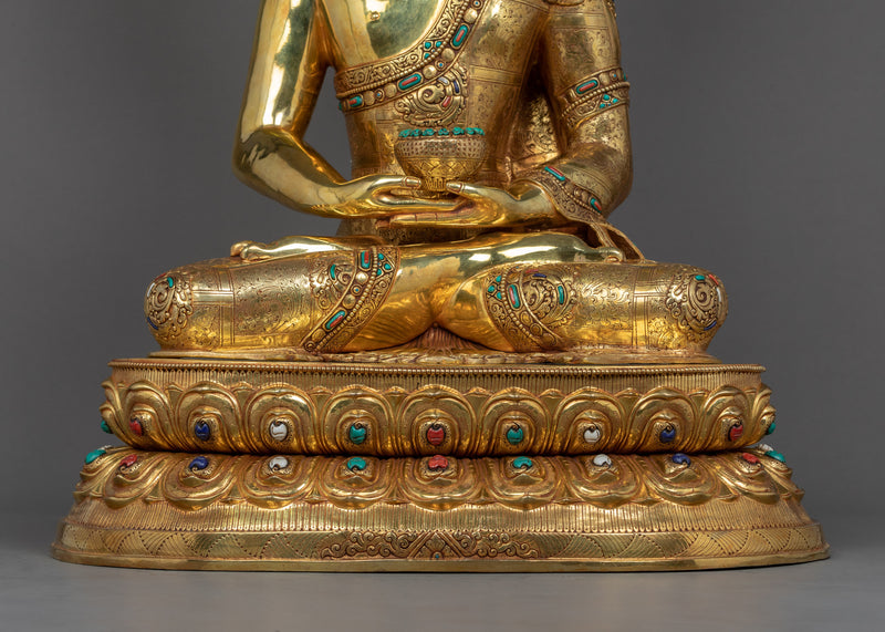 Amitabha Buddha Gold Statue | Traditionally Hand-Carved Buddhist Art